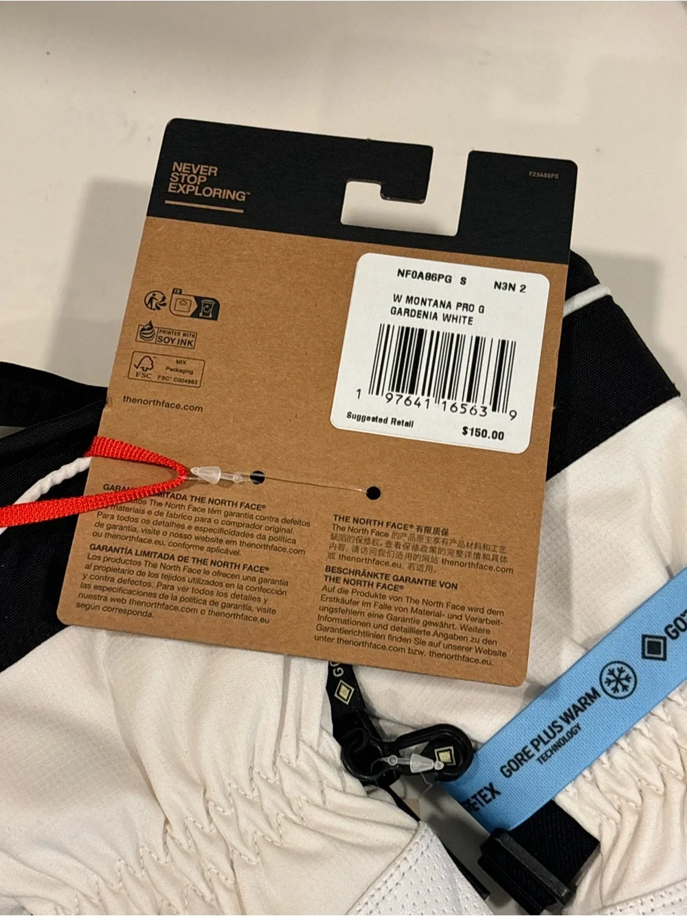 The North Face Montana Pro GTX ‘Warm White’ Women’s Size Small (S) GoreTex Glove